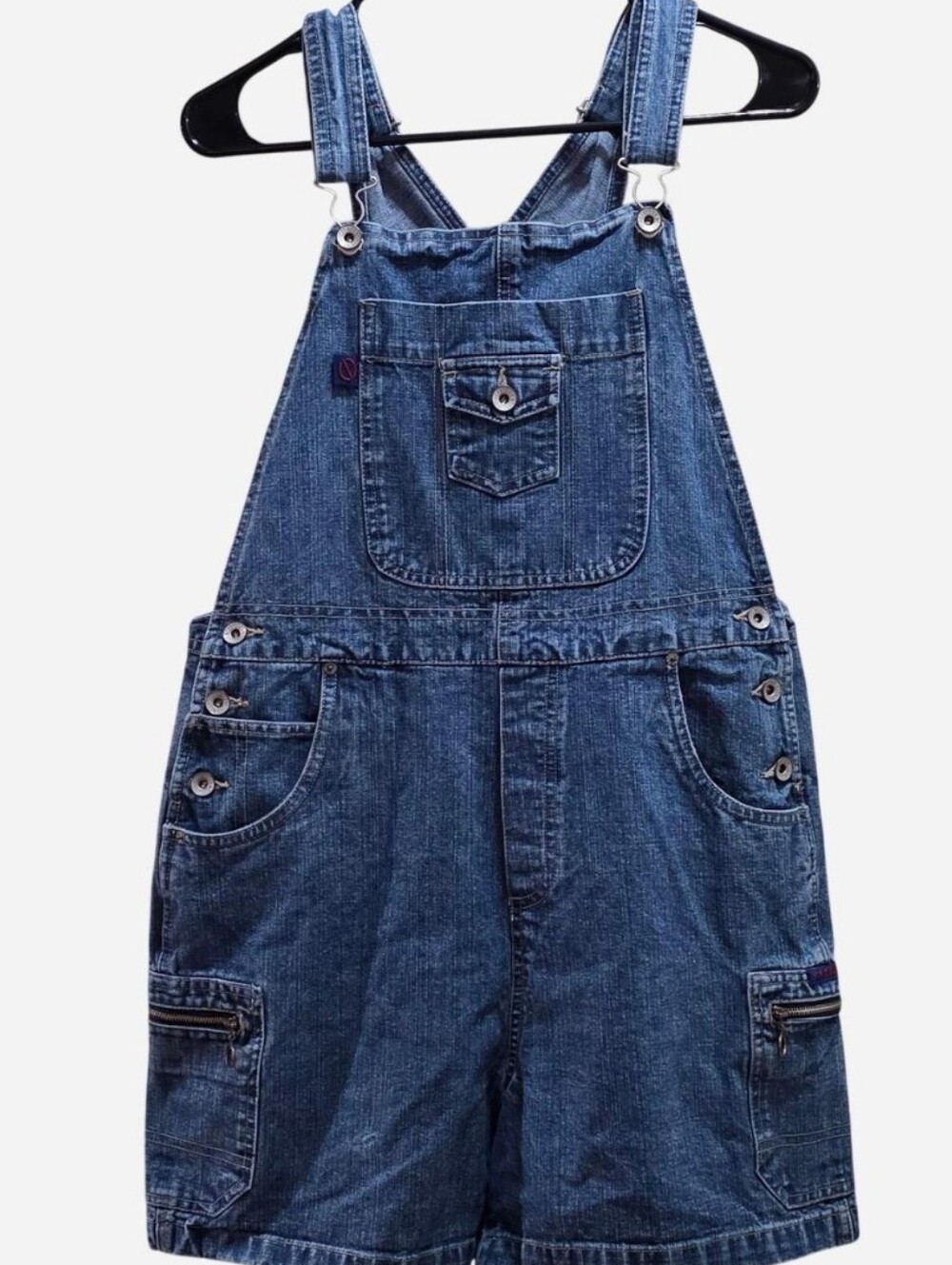 Women’s Blue Denim Shortalls Overalls with Front Bib